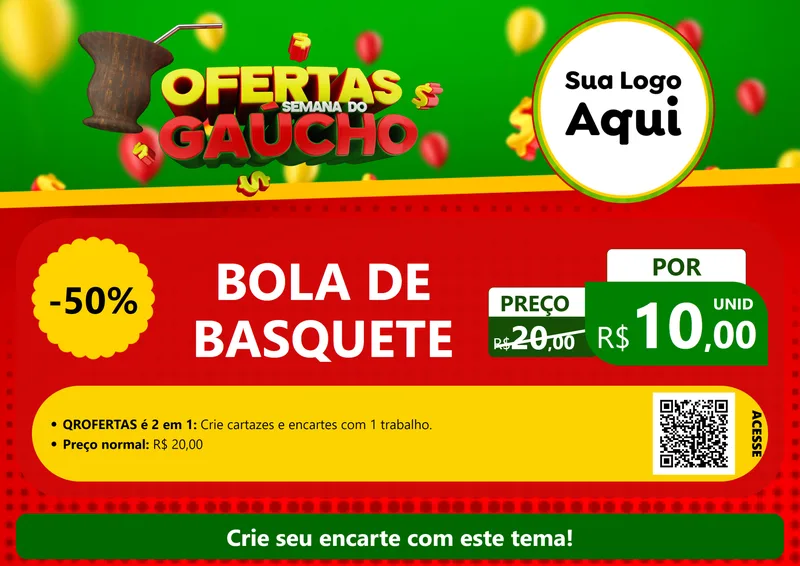 Modelo de Cartaz para Cartaz A4 Horizontal com o tema Ofertas Semana Do Gaúcho para Artigos Esportivos