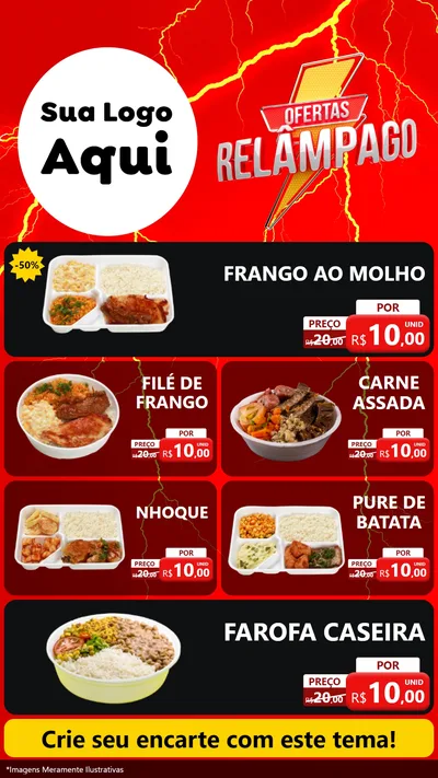 Modelo de TV para TV Vertical com o tema Ofertas Relâmpago para Restaurante