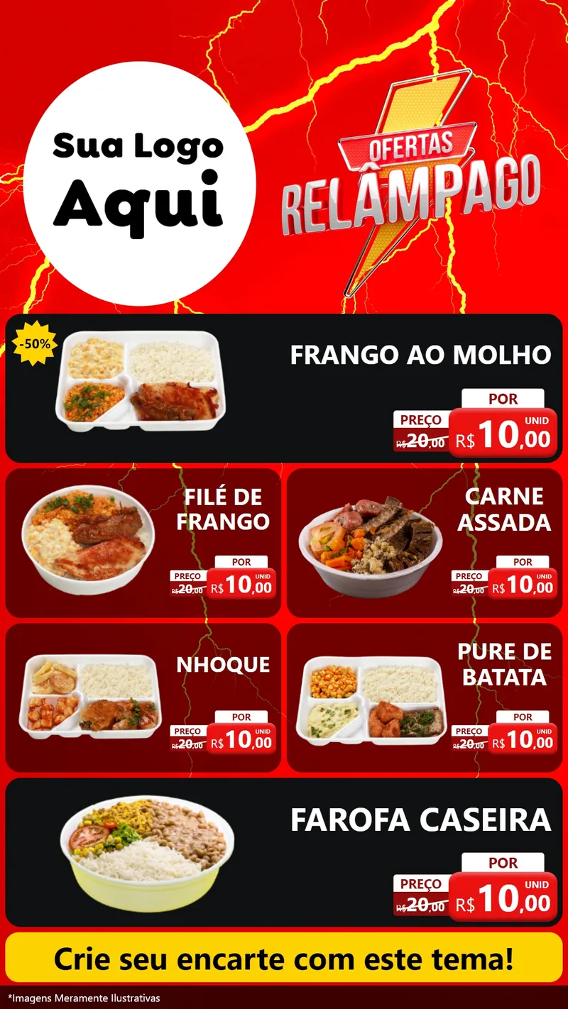 Modelo de TV para TV Vertical com o tema Ofertas Relâmpago para Restaurante