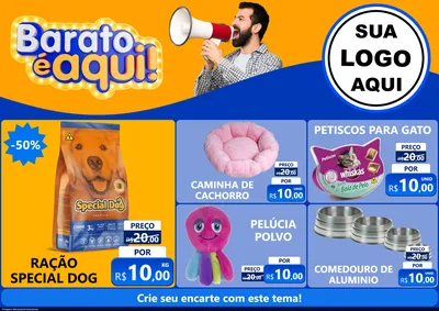 Modelo de Encarte para Encarte A4 Horizontal com o tema Barato é aqui para Pet Shop