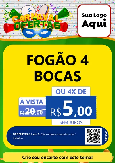 Modelo de Cartaz para Cartaz A4 Vertical com o tema Carnaval de Ofertas para Móveis e Eletro