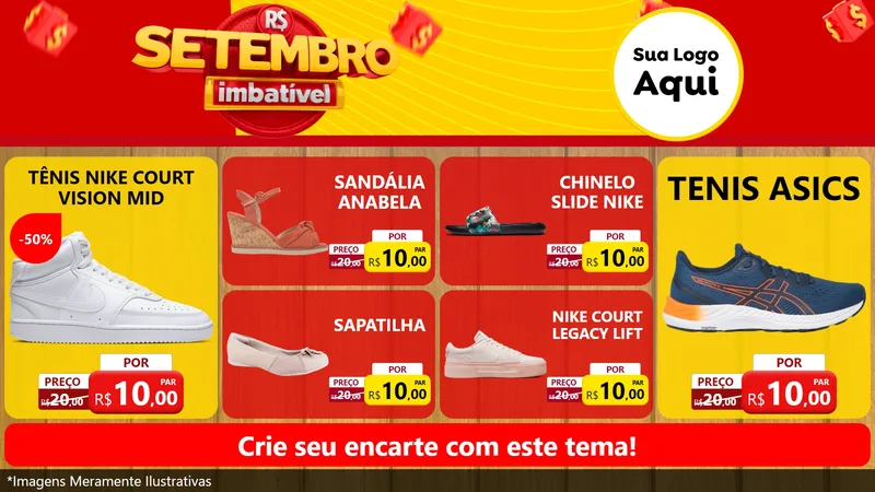 Modelo de TV para TV Horizontal com o tema Setembro Imbatível para Calçados