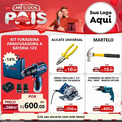 Modelo de Rede Social para Feed Facebook com o tema Mês dos Pais para Maquinas e Ferramentas