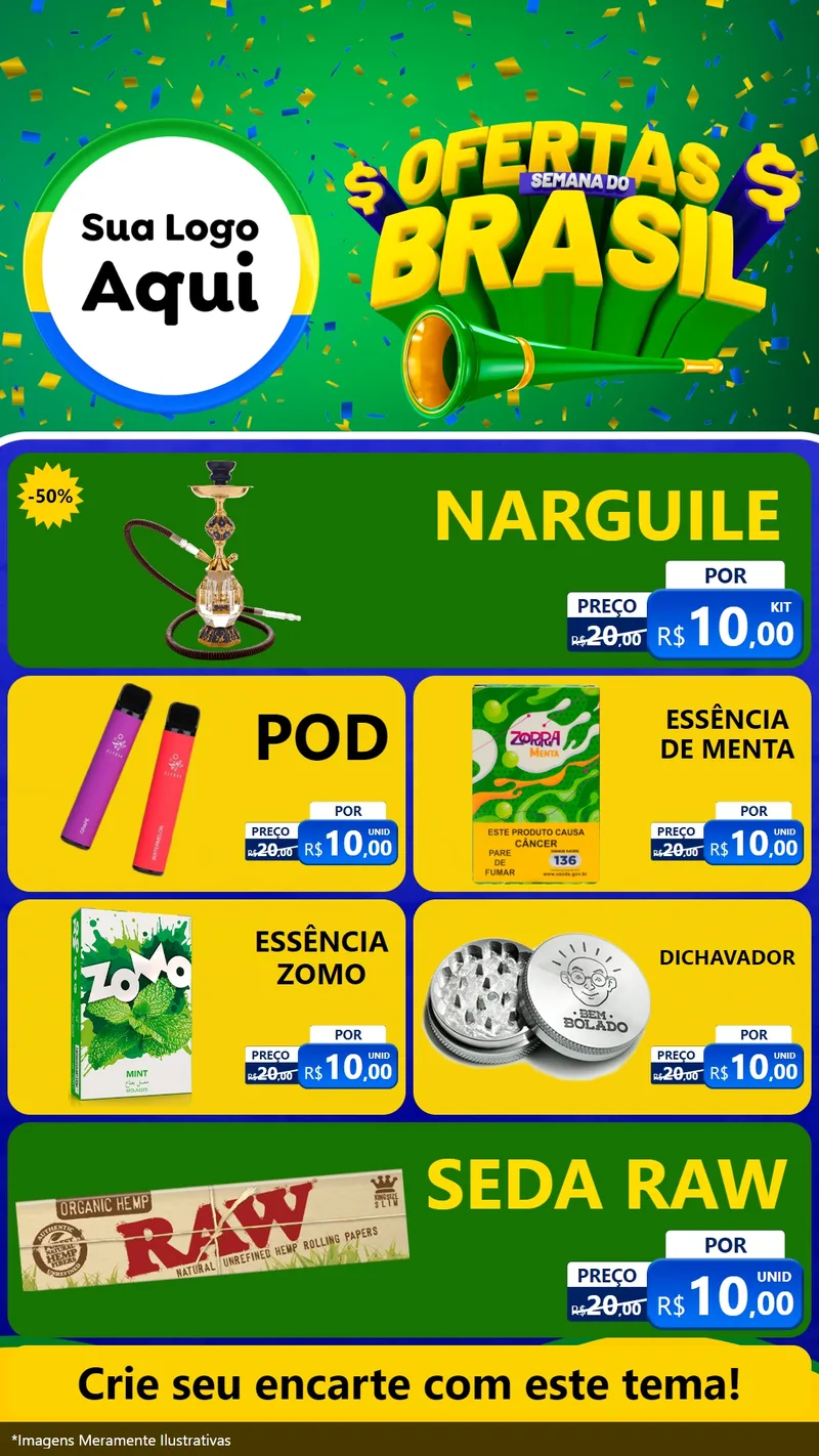 Modelo de TV para TV Vertical com o tema Ofertas Semana do Brasil para Tabacaria