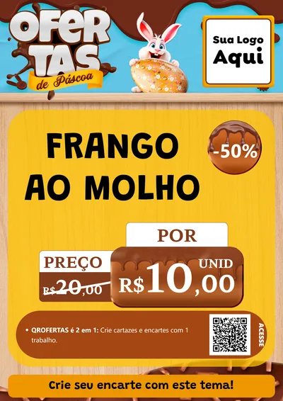 Modelo de Cartaz para Cartaz A4 Vertical com o tema Ofertas de Páscoa para Restaurante