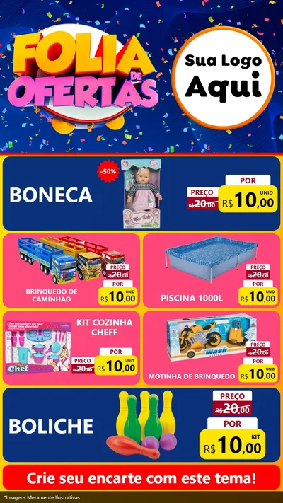 Modelo de TV para TV Vertical com o tema Folia de Ofertas para Brinquedos