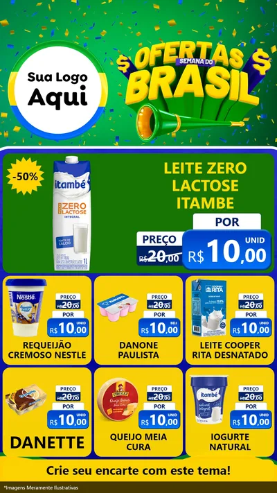 Modelo de Rede Social para Stories com o tema Ofertas Semana do Brasil para Frios e Laticínios