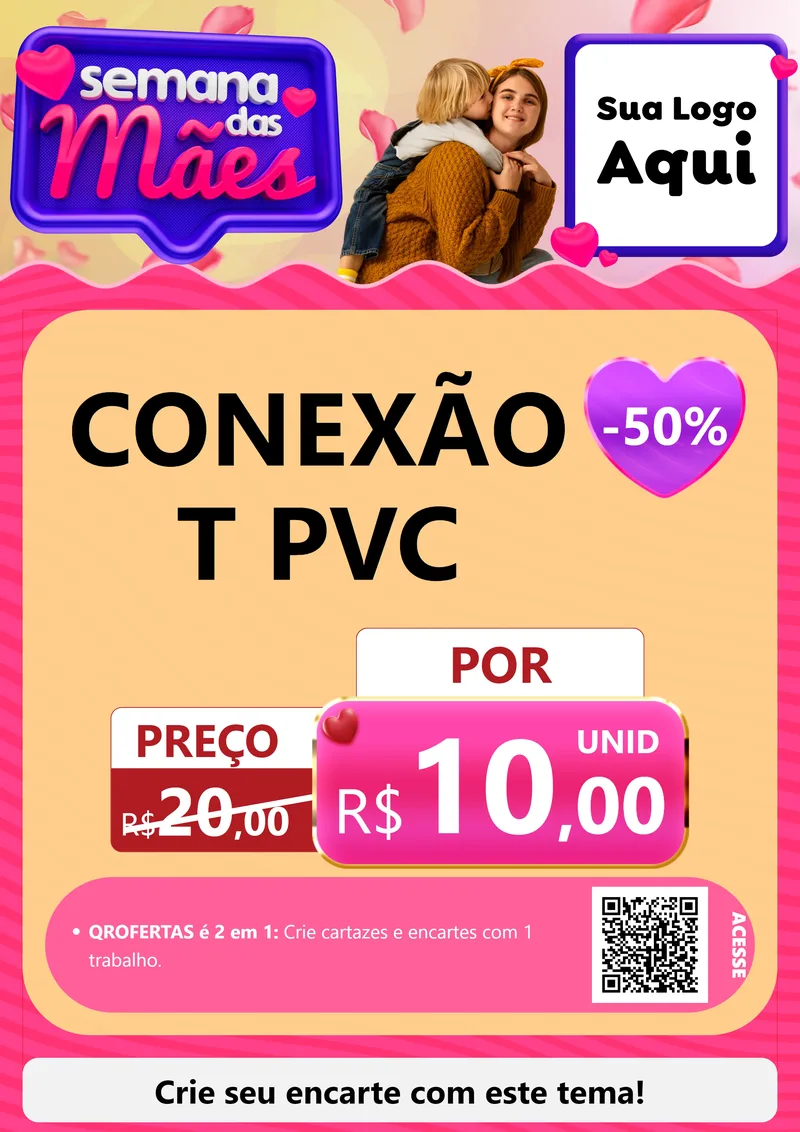 Modelo de Cartaz para Cartaz A4 Vertical com o tema Semana das Mães para Tubos e conexões
