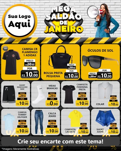 Modelo de Rede Social para Feed Instagram com o tema Mega Saldão de Janeiro para Roupas e acessórios