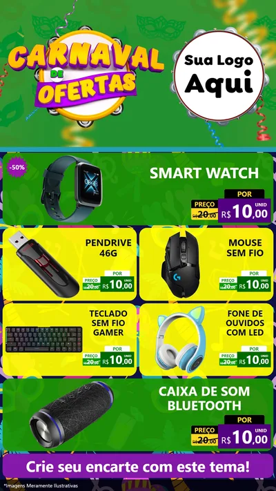 Modelo de TV para TV Vertical com o tema Carnaval de Ofertas para Informática