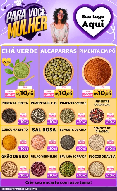 Modelo de Encarte para Encarte Grande com o tema Para Você, Mulher para Produtos Naturais