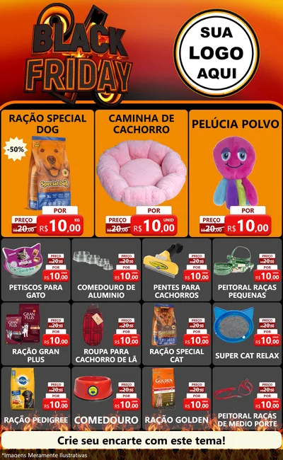 Modelo de Encarte para Encarte Grande com o tema Black Friday para Pet Shop