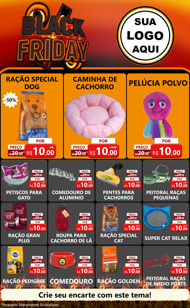 Modelo de Encarte para Encarte Grande com o tema Black Friday para Pet Shop