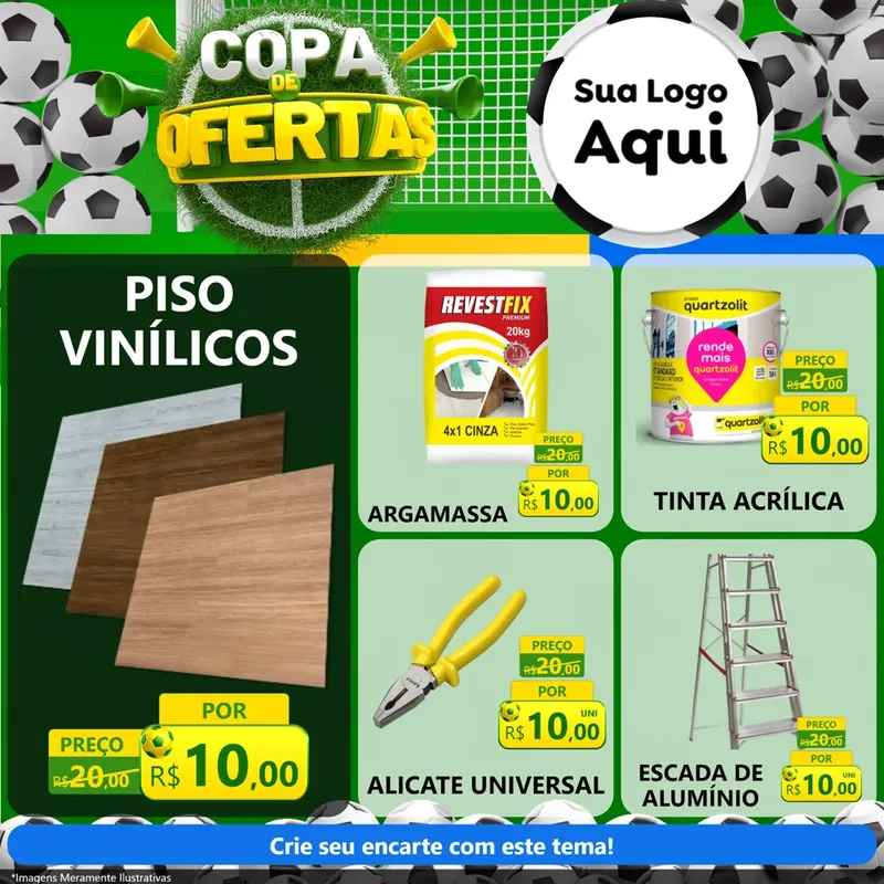 Modelo de Rede Social para Feed Facebook com o tema Copa De Ofertas para Material para Construção