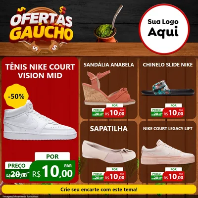Modelo de Rede Social para Feed Facebook com o tema Ofertas Dia do Gaúcho para Calçados