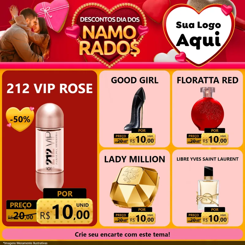 Modelo de Rede Social para Feed Facebook com o tema Descontos Dia dos Namorados para Perfumes