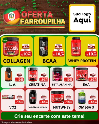 Modelo de Rede Social para Feed Instagram com o tema Oferta Farroupilha para Suplementos alimentares