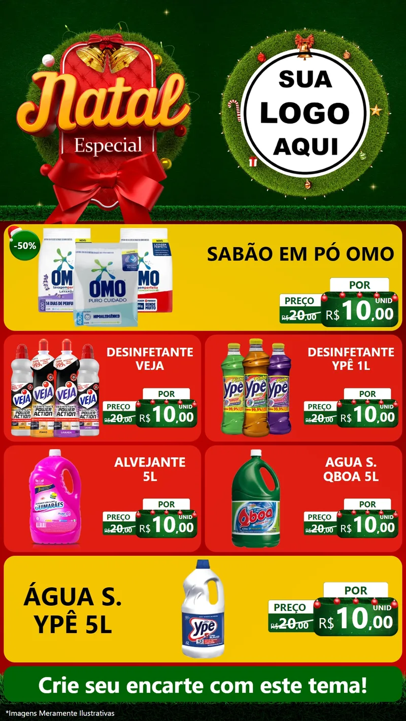 Modelo de TV para TV Vertical com o tema Natal Especial para Produtos de Limpeza