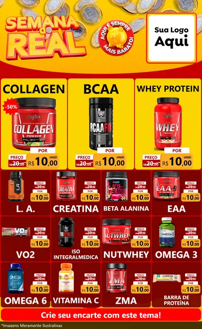 Modelo de Encarte para Encarte Grande com o tema Semana do Real para Suplementos alimentares