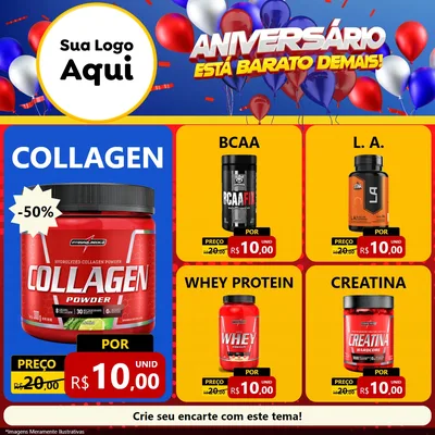 Modelo de Rede Social para Feed Facebook com o tema Aniversário para Suplementos alimentares