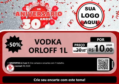 Modelo de Cartaz para Cartaz A4 Horizontal com o tema Promoção de Aniversário - 30 Anos para Distribuidora de bebidas
