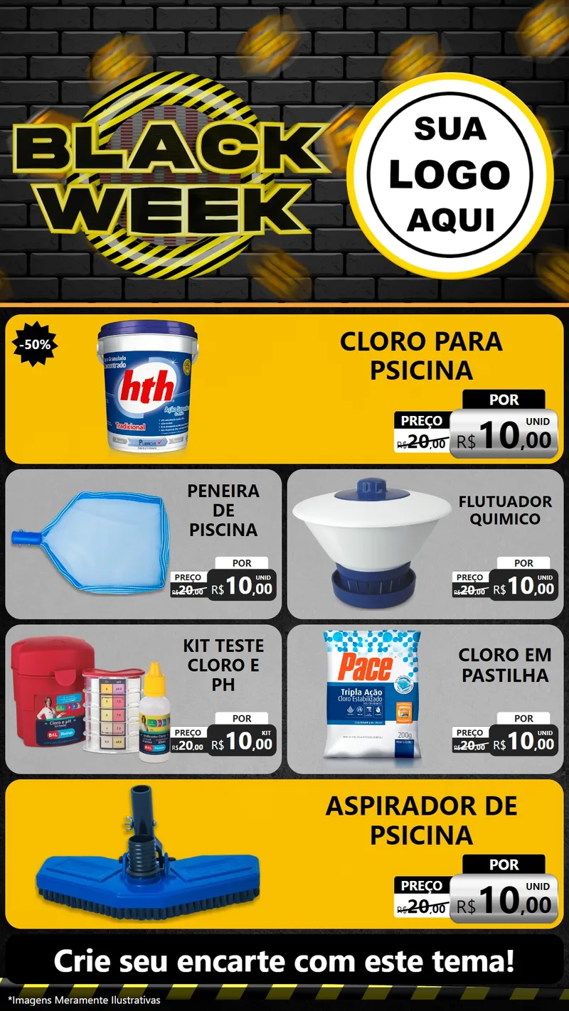 Modelo de TV para TV Vertical com o tema Black Week para Produtos para Piscina