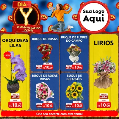 Modelo de Rede Social para Feed Facebook com o tema Dia Y - O Dia Mais Barato Do Mês para Floricultura e jardim