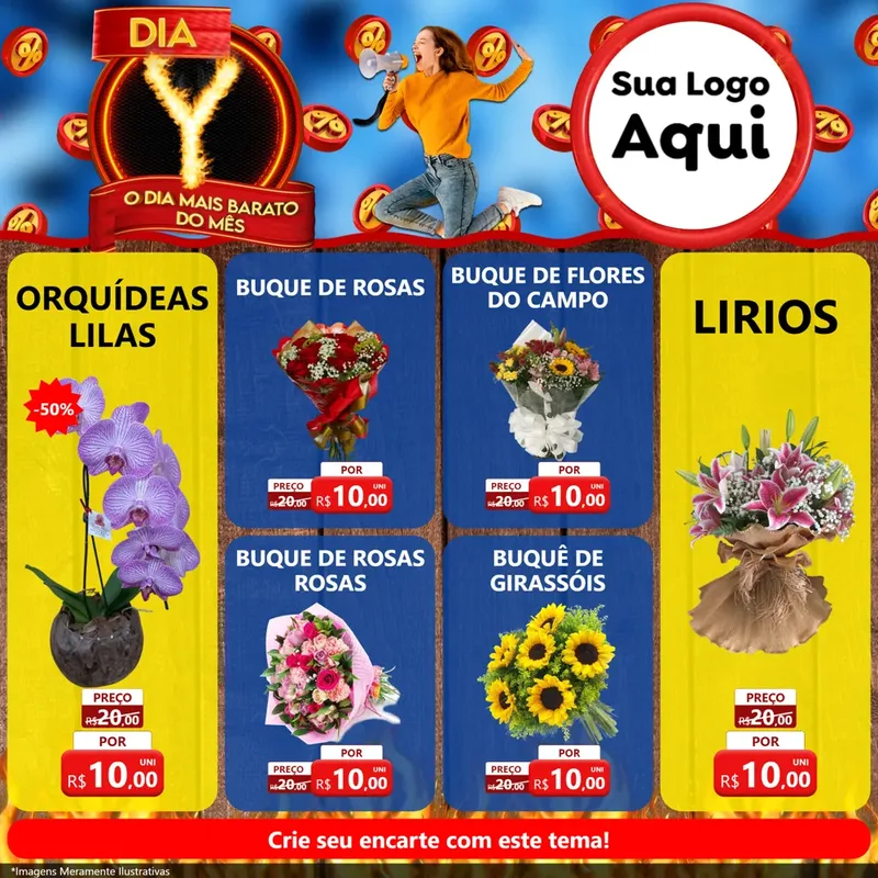 Modelo de Rede Social para Feed Facebook com o tema Dia Y - O Dia Mais Barato Do Mês para Floricultura e jardim