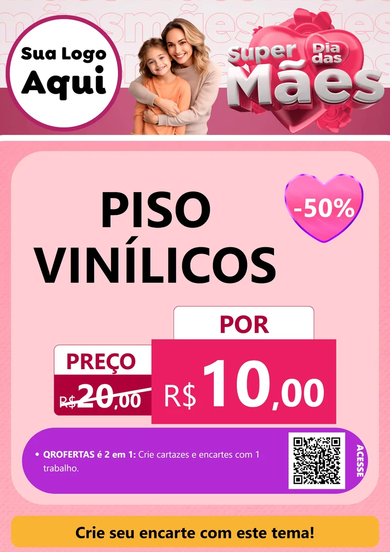 Modelo de Cartaz para Cartaz A4 Vertical com o tema Super Dia Das Mães para Material para Construção