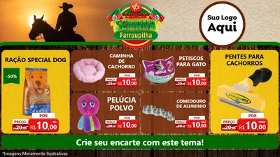 Modelo de TV para TV Horizontal com o tema Especial Semana Farroupilha para Pet Shop