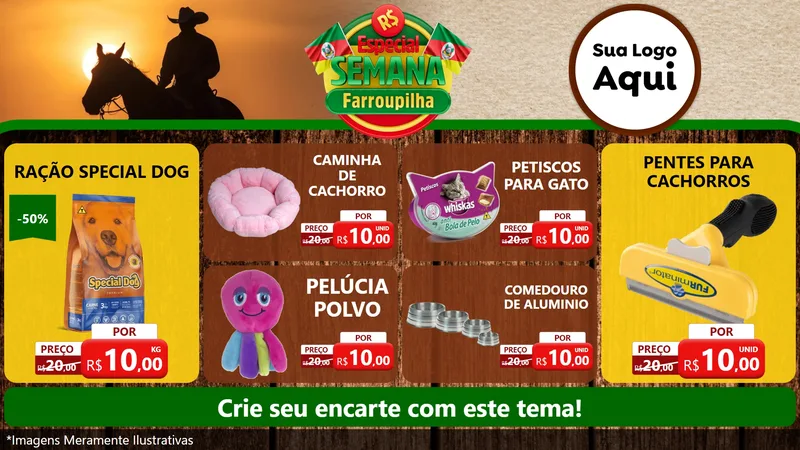 Modelo de TV para TV Horizontal com o tema Especial Semana Farroupilha para Pet Shop