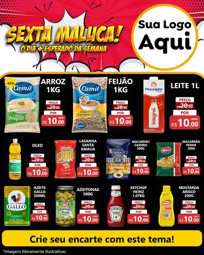 Modelo de Rede Social para Feed Instagram com o tema Sexta Maluca! para Supermercado
