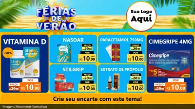 Modelo de TV para TV Horizontal com o tema Férias de Verão para Farmácia
