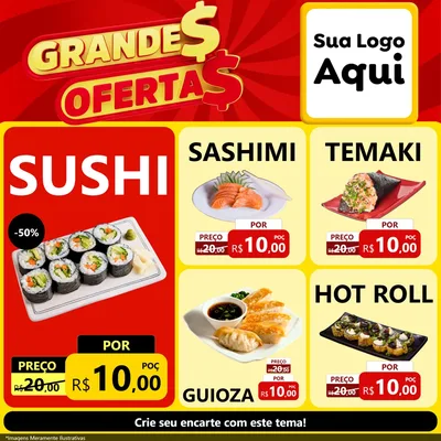 Modelo de Rede Social para Feed Facebook com o tema Grandes Ofertas para Comida japonesa