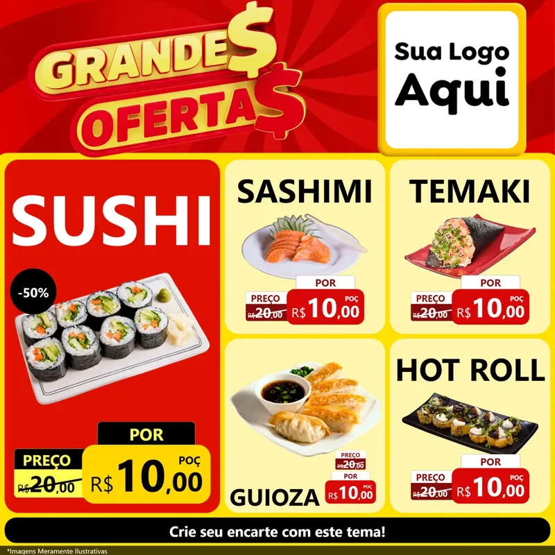 Modelo de Rede Social para Feed Facebook com o tema Grandes Ofertas para Comida japonesa