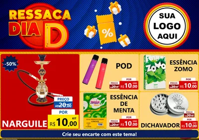 Modelo de Encarte para Encarte A4 Horizontal com o tema Ressaca Dia D para Tabacaria