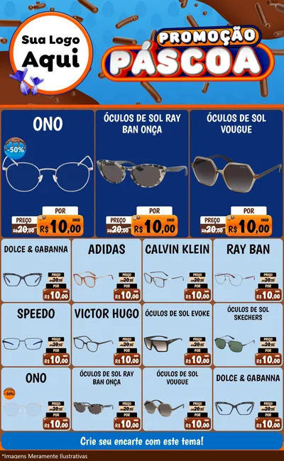 Modelo de Encarte para Encarte Grande com o tema Promoção Páscoa para Óticas