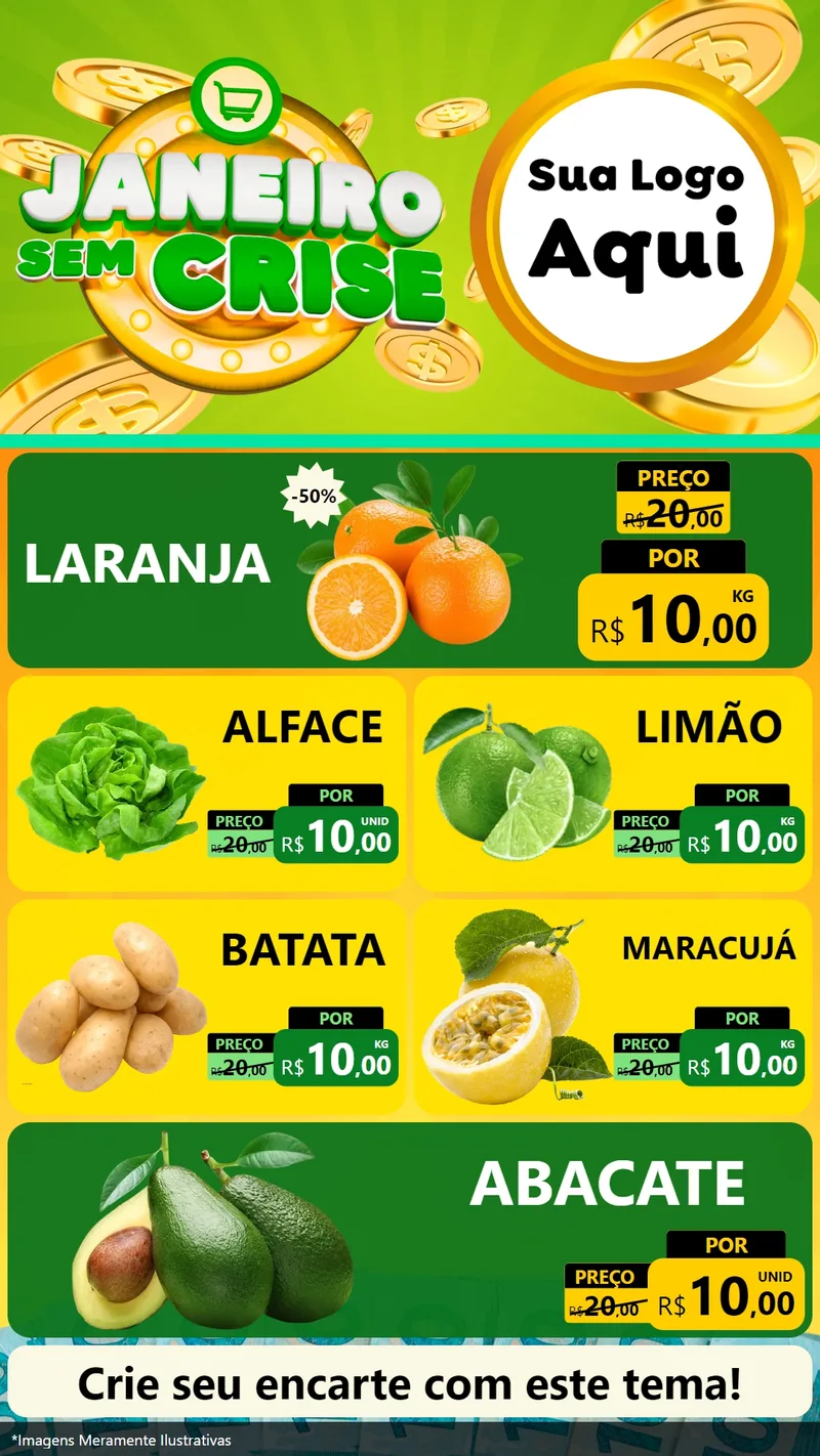 Modelo de TV para TV Vertical com o tema Janeiro Sem Crise para Hortifrúti