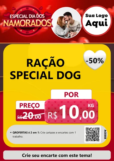 Modelo de Cartaz para Cartaz A4 Vertical com o tema Especial Dia Dos Namorados para Pet Shop