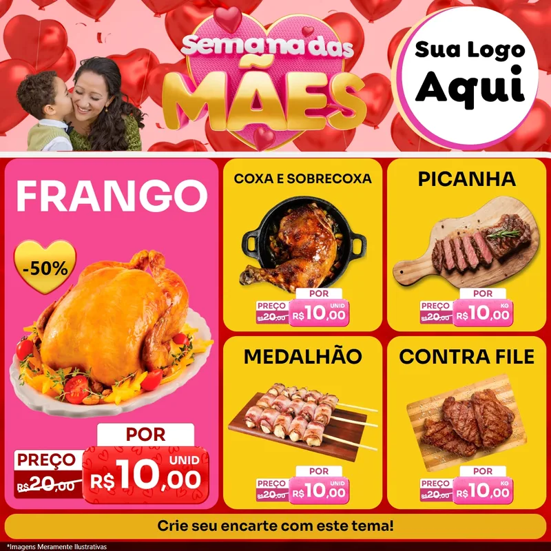 Modelo de Rede Social para Feed Facebook com o tema Semana Das Mães para Assados