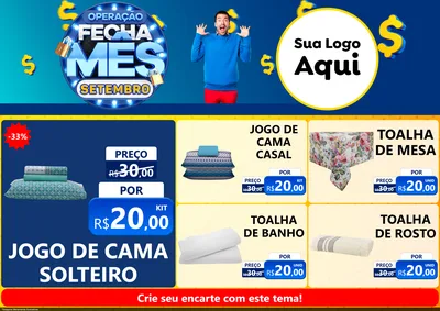 Modelo de Encarte para Encarte A4 Horizontal com o tema Operação Fecha Mês Setembro para Cama, Mesa e Banho