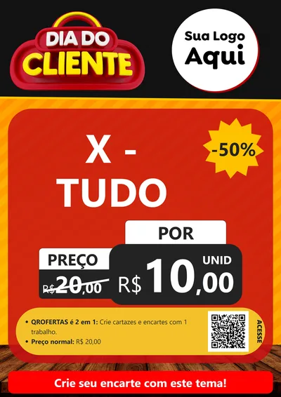 Modelo de Cartaz para Cartaz A4 Vertical com o tema Dia do Cliente para Hamburgueria
