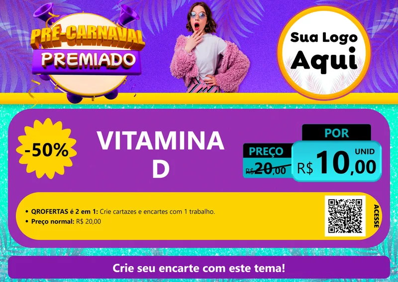 Modelo de Cartaz para Cartaz A4 Horizontal com o tema Pré-Carnaval Premiado para Farmácia