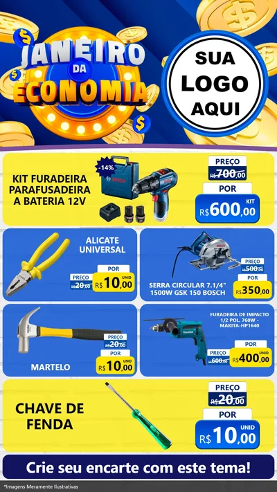Modelo de TV para TV Vertical com o tema Janeiro da Economia para Maquinas e Ferramentas