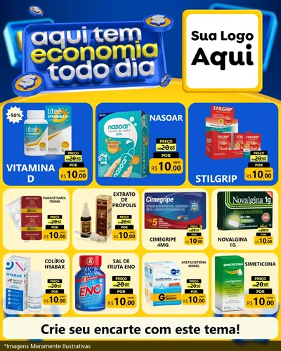 Modelo de Rede Social para Feed Instagram com o tema Aqui Tem Economia Todo Dia para Farmácia