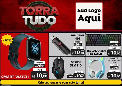Modelo de Encarte para Encarte A4 Horizontal com o tema Torra Tudo para Informática