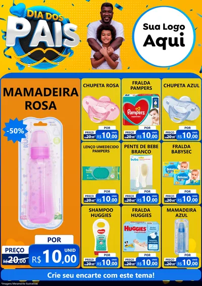 Modelo de Encarte para Encarte A4 Vertical com o tema Dia dos Pais para Bebês