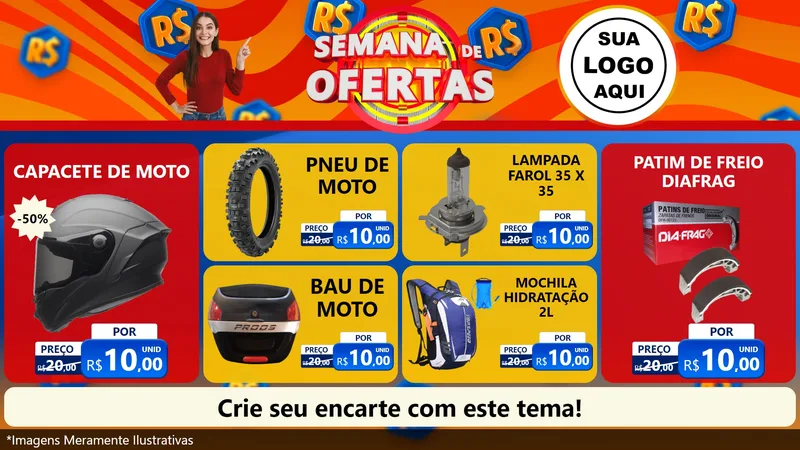 Modelo de TV para TV Horizontal com o tema Semana de Ofertas para Moto peças