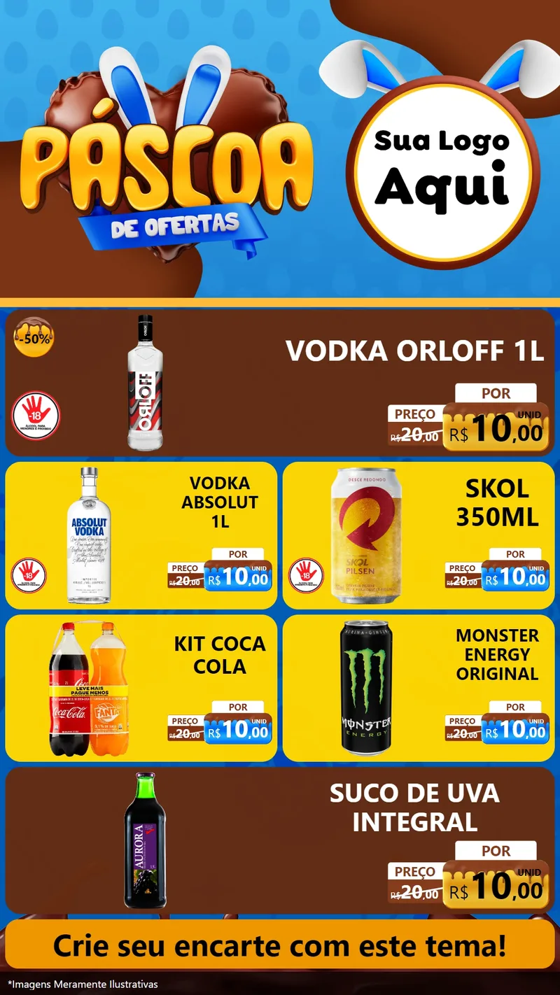 Modelo de TV para TV Vertical com o tema Páscoa de Ofertas para Distribuidora de bebidas