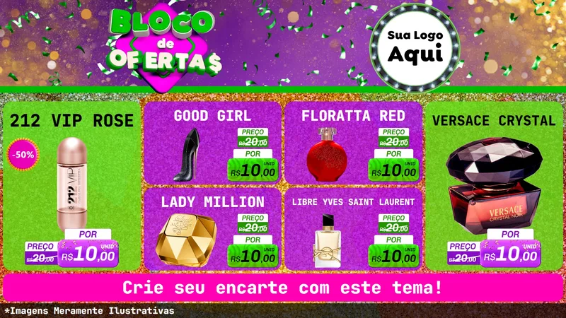 Modelo de TV para TV Horizontal com o tema Bloco de Ofertas para Perfumes